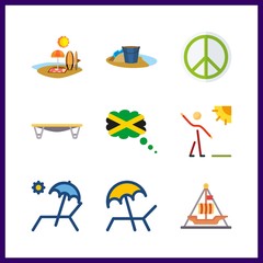 9 shore icon. Vector illustration shore set. beach and sand icons for shore works