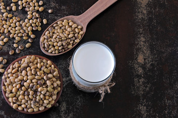 Soy milk. The concept of cooking soy milk. Keto drinks. Vegan milk.