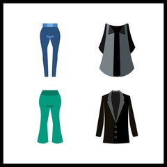 4 walking icon. Vector illustration walking set. blazer and pants icons for walking works