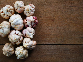 garlic on a wooden board