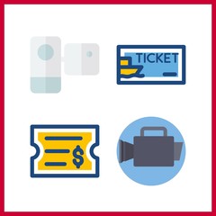 4 cinema icon. Vector illustration cinema set. ticket and camcorder icons for cinema works