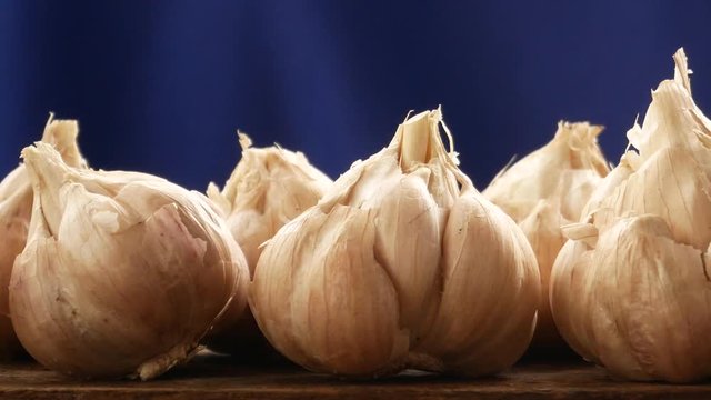garlic on wooden table