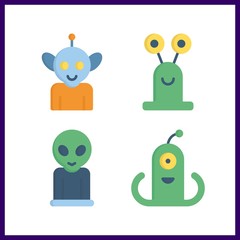 4 character icon. Vector illustration character set. alien icons for character works - 255722999