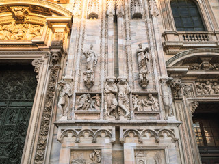 decorated wall near portal of Milan Cathedral