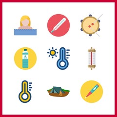 9 under icon. Vector illustration under set. camp night and water icons for under works - 255723333