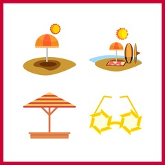 4 resort icon. Vector illustration resort set. sunglasses for kids and sunshade icons for resort works - 255723384