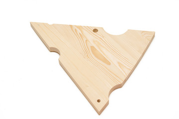 pine cutting board made as result of milling cutting on a white background