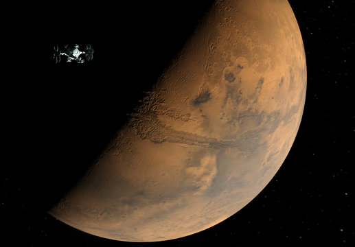 Planet Mars und Raumsonde