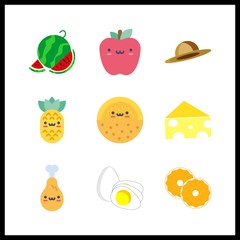 9 cut icon. Vector illustration cut set. pineapple and hat icons for cut works - 255723720