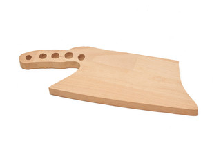 cutting board made of beech wood as result of milling on a white background