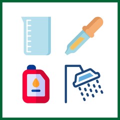 4 drop icon. Vector illustration drop set. beaker and shower icons for drop works - 255723780