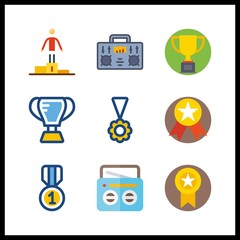 9 award icon. Vector illustration award set. olympic games and medal icons for award works - 255723799