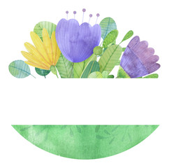 Hand-drawn watercolor flower arrangement. bouquet of stylized flowers