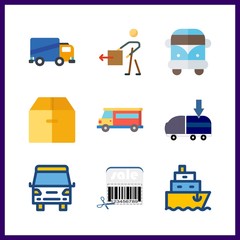 9 shipping icon. Vector illustration shipping set. freight forwarding and barcode icons for shipping works