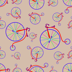 Naklejki  wzór z rocznika rower wielobarwny - ilustracja wektorowa, eps