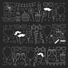 Vector pattern with bithday icons. Holiday and celebration.