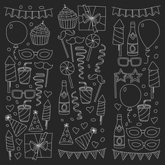 Vector pattern with bithday icons. Holiday and celebration.