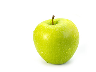 green apple fruit on white background. .
