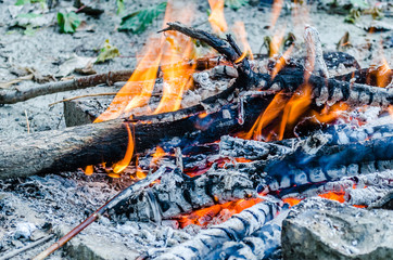 The burning flame campfire