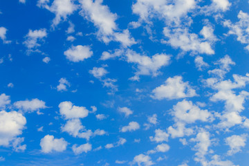 Blue sky with small white clouds. Natural background
