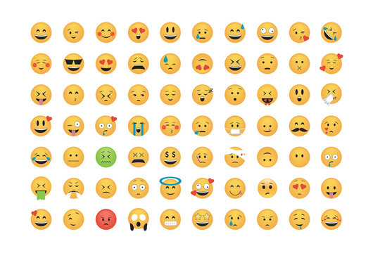 Set of emoticon vector isolated