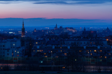Old Town at sunset, Krakow, Poland