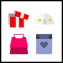 4 package icon. Vector illustration package set. bag and shopping bag icons for package works