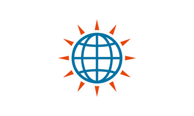globe sun logo vector