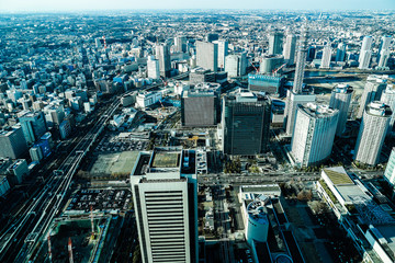 横浜ランドマークタワーから見える街並み