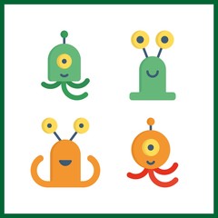 4 weapon icon. Vector illustration weapon set. alien icons for weapon works