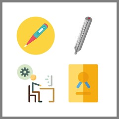 4 degree icon. Vector illustration degree set. thermometer and certificate icons for degree works