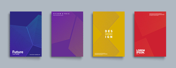 Minimal annual report design vector collection. Halftone texture cover templates set. Eps10 vector.