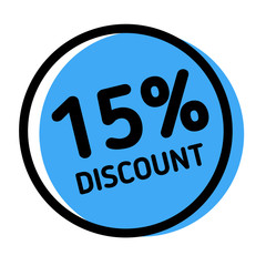 15 percent discount stamp on white