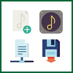 4 download icon. Vector illustration download set. backup and music file icons for download works