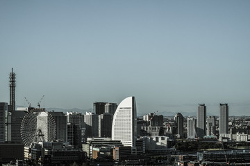 マリンタワーから見える横浜の街並み（モノクローム）
