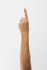 lady hand gestures - white background