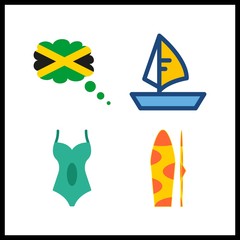 4 ocean icon. Vector illustration ocean set. sailboat and surf icons for ocean works