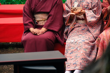 Fototapeta premium 着物・和装の女性と茶屋