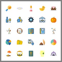 25 table icon. Vector illustration table set. stats and quill icons for table works