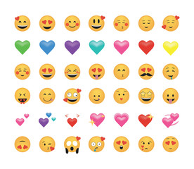 Set of love emoticon vector