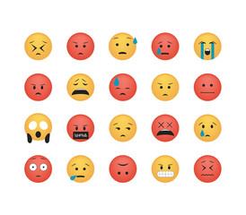 Naklejka premium Set of angry emoticon vector