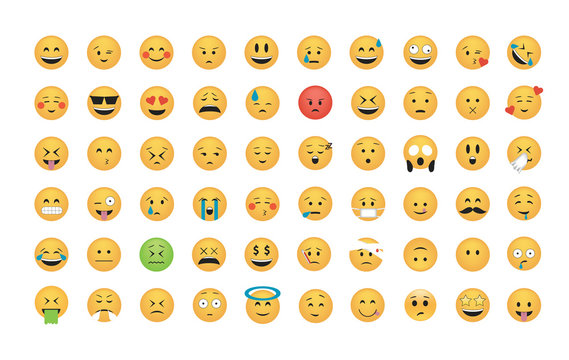 Set of isolated emoticon vector.