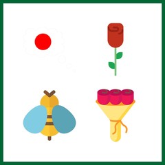 4 blossom icon. Vector illustration blossom set. bouquet and japan icons for blossom works