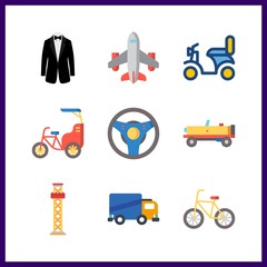 9 speed icon. Vector illustration speed set. car and smoking icons for speed works