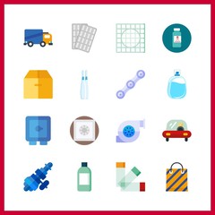 16 container icon. Vector illustration container set. safebox and poison icons for container works