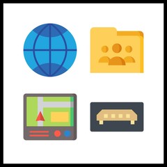 4 network icon. Vector illustration network set. internet and shared folder icons for network works