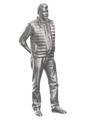 Man standing silhouette, people on White background, 3d render