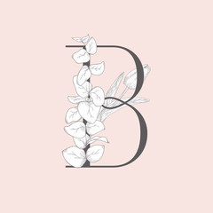 Vector Blooming Floral Elegant B Monogram and Logo