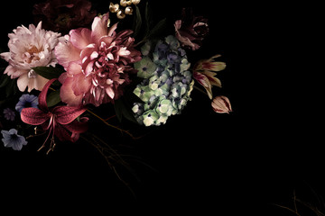 Karta kwiatowa. Vintage kwiaty. - 255736756