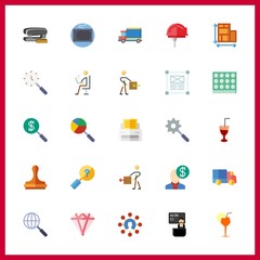 25 job icon. Vector illustration job set. paper work and delivery icons for job works